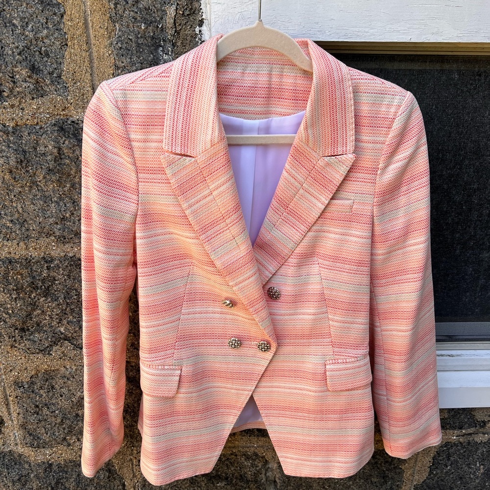 Striped Pink Blazer with Gold Buttons